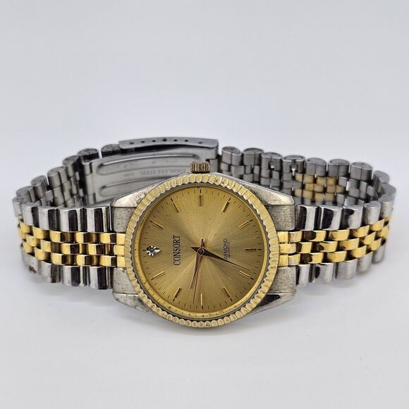 VTG Cosort Men's Watch 36MM Gold Dial Two Tone Band Up to 8" New Battery - Picture 6 of 15